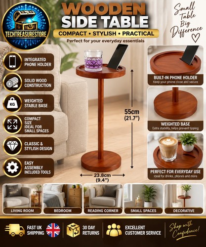 Side table wooden round coffee - table,