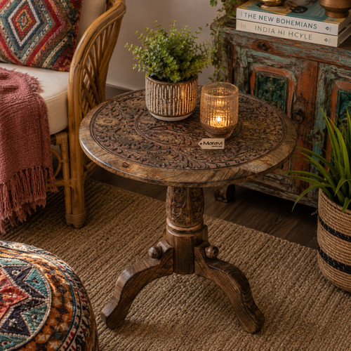 Manka round wooden pedestal - manka,