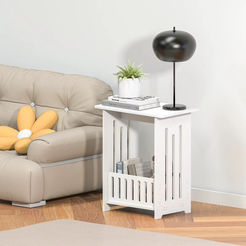 White slim bedside - bedside, table