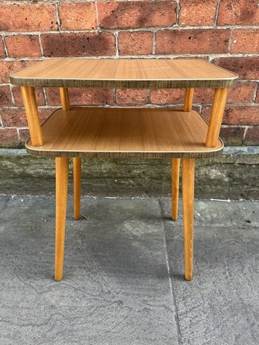 Side table telephone lamp - lamp, teak