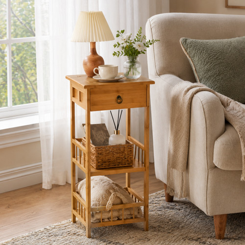 Sturdy bamboo side table - bamboo,