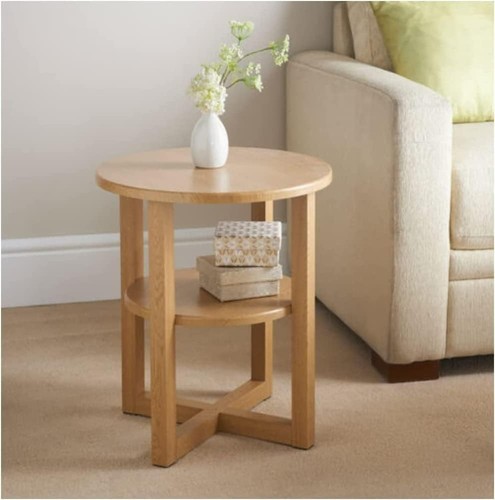 Round side table small oak - side,