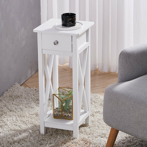 White slim telephone table - slim,