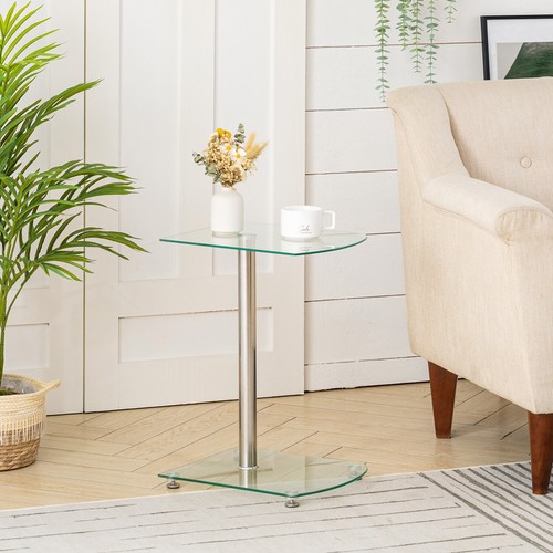 Clear glass side table - table, sofa